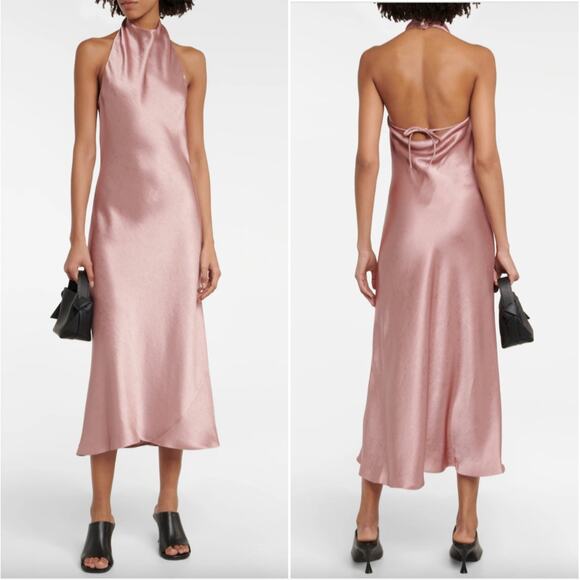 VINCE Open-back recycled-satin maxi dress NWOT Size Medium - Picture 4 of 13